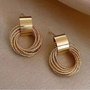 Modern Gold Toned Stud Earrings
